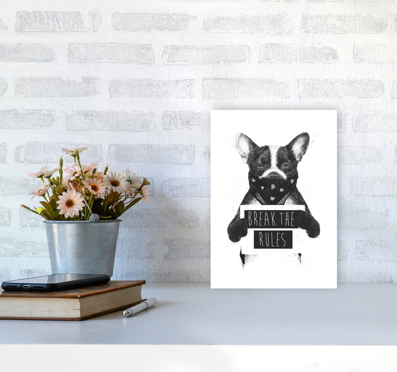 Rebel Bulldog Animal Art Print by Balaz Solti A4 Black Frame