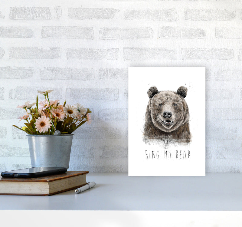 Ring My Bear Animal Art Print by Balaz Solti A4 Black Frame