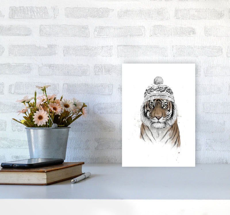 Siberian Tiger Animal Art Print by Balaz Solti A4 Black Frame