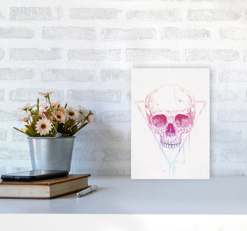 Skull In Triangle Art Print by Balaz Solti A4 Black Frame