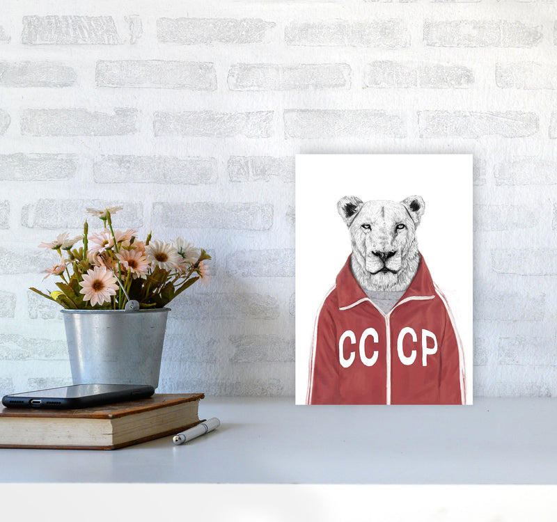 Soviet Lion Animal Art Print by Balaz Solti A4 Black Frame