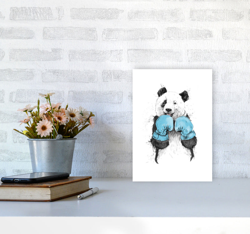 The Winner Boxing Panda Animal Art Print by Balaz Solti A4 Black Frame