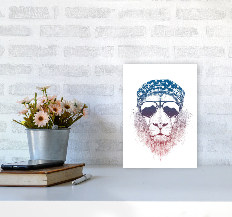 Wild Lion Colour Animal Art Print by Balaz Solti A4 Black Frame