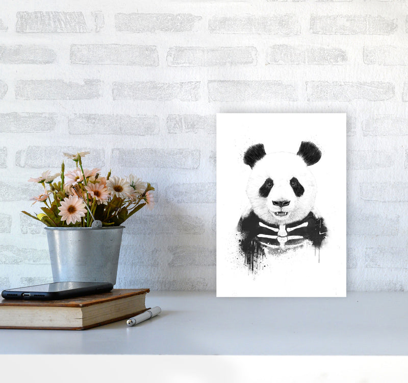 Zombie Panda Animal Art Print by Balaz Solti A4 Black Frame