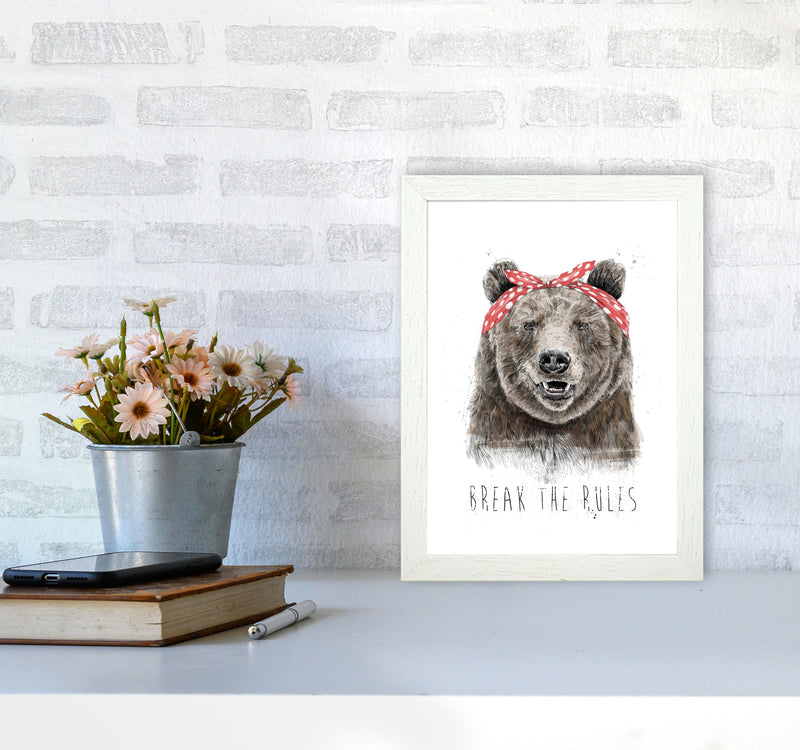 Break The Rules Grizzly Animal Art Print by Balaz Solti A4 Oak Frame