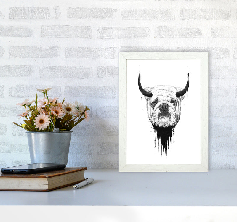 Bulldog Horns Animal Art Print by Balaz Solti A4 Oak Frame