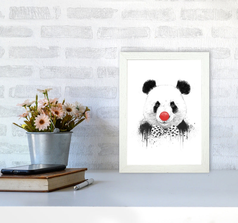 Clown Panda Animal Art Print by Balaz Solti A4 Oak Frame