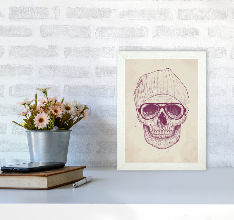 Cool Hipster Skull Gothic Art Print by Balaz Solti A4 Oak Frame