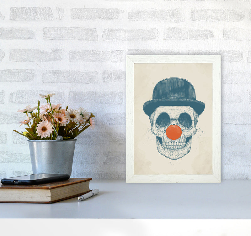 Dead Clown Skull Gothic Art Print by Balaz Solti A4 Oak Frame