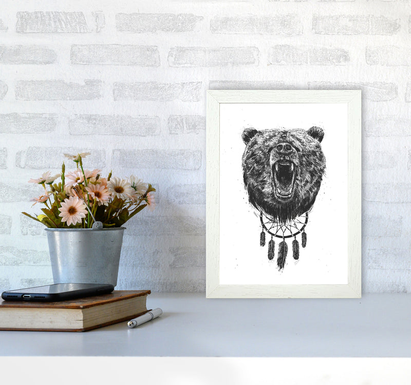 Don't Wake The Bear Animal Art Print by Balaz Solti A4 Oak Frame