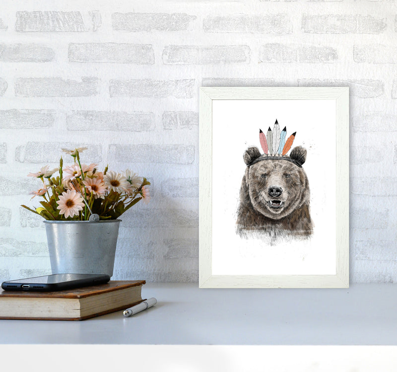 Festival Bear Animal Art Print by Balaz Solti A4 Oak Frame