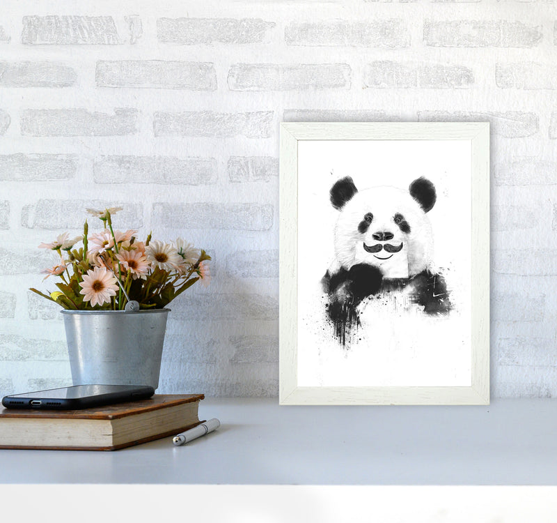 Funny Panda Animal Art Print by Balaz Solti A4 Oak Frame