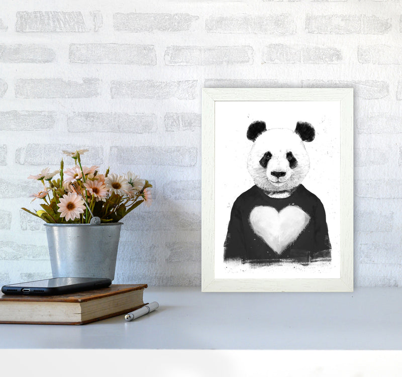 Lovely Panda Animal Art Print by Balaz Solti A4 Oak Frame