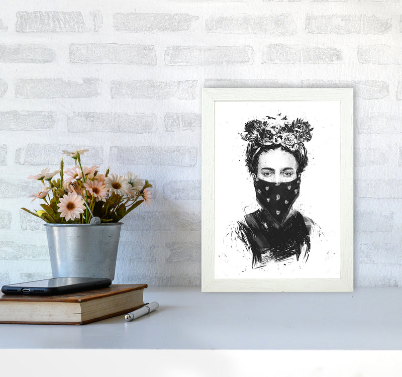 Rebel Girl Art Print by Balaz Solti A4 Oak Frame