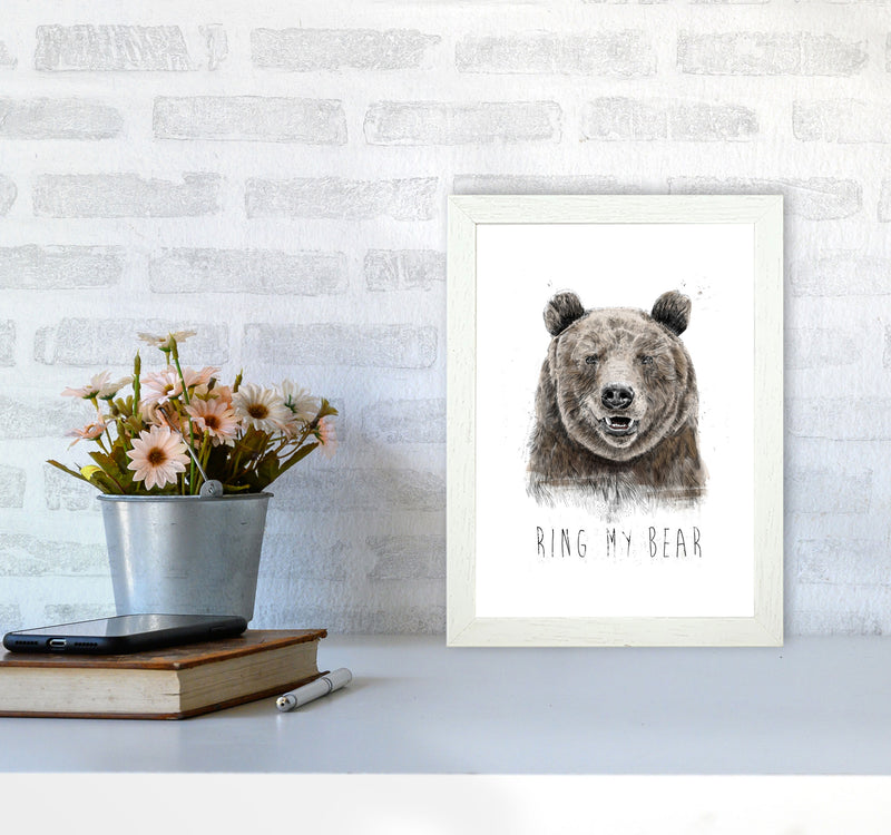 Ring My Bear Animal Art Print by Balaz Solti A4 Oak Frame