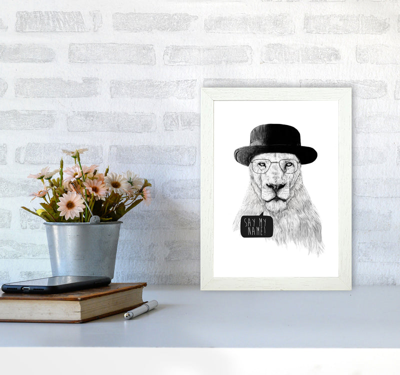 Say My name Lion Animal Art Print by Balaz Solti A4 Oak Frame