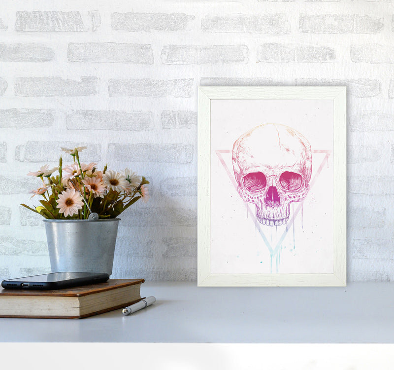 Skull In Triangle Art Print by Balaz Solti A4 Oak Frame