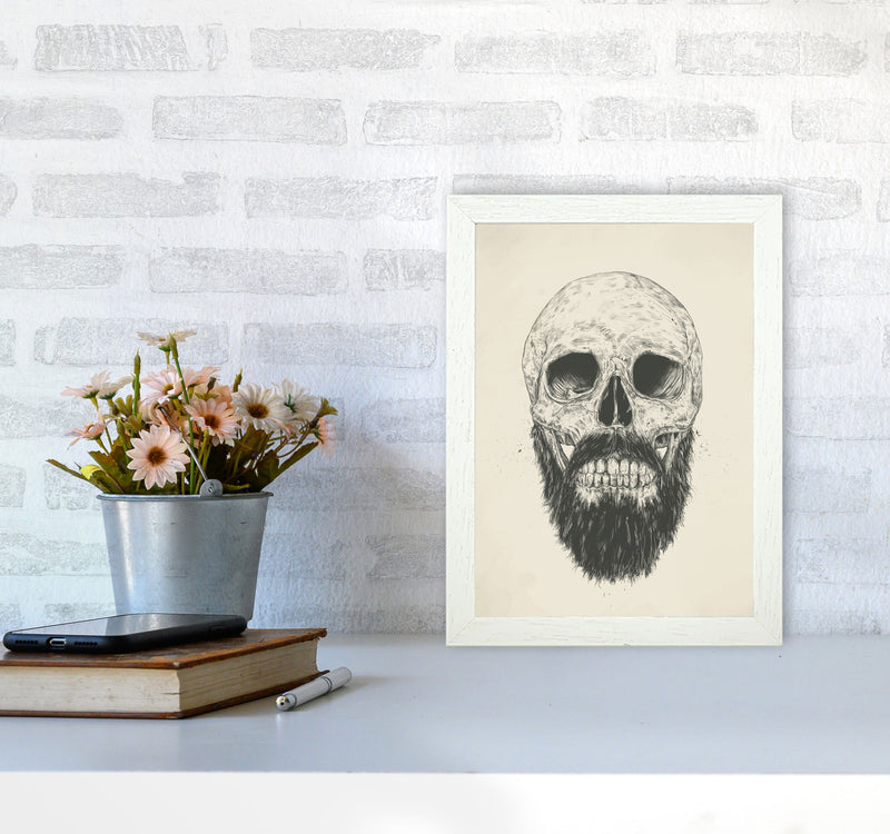 The Beards Not Dead Skull Art Print by Balaz Solti A4 Oak Frame