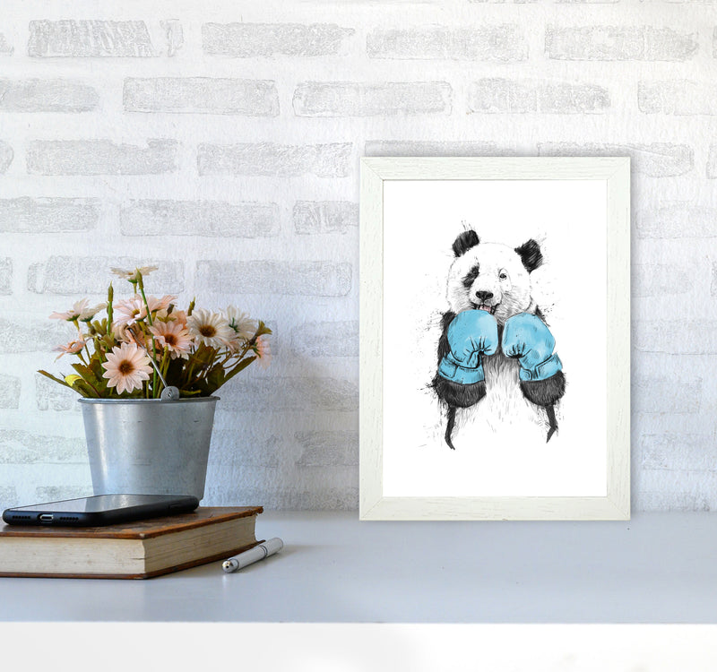The Winner Boxing Panda Animal Art Print by Balaz Solti A4 Oak Frame