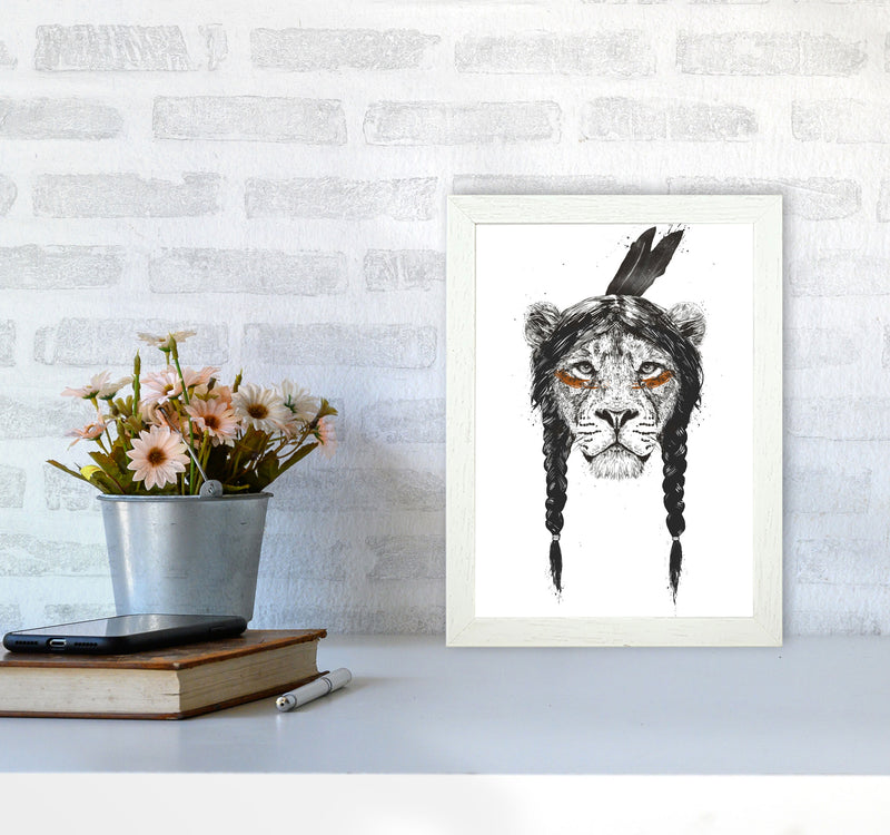 Warrior Lion Animal Art Print by Balaz Solti A4 Oak Frame
