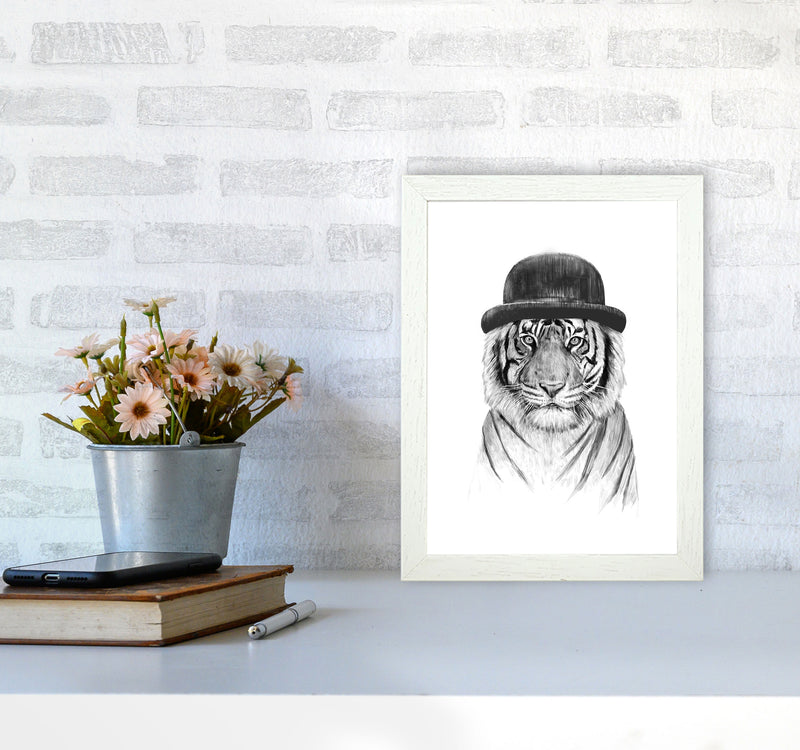 Welcome To The Jungle Tiger Animal Art Print by Balaz Solti A4 Oak Frame