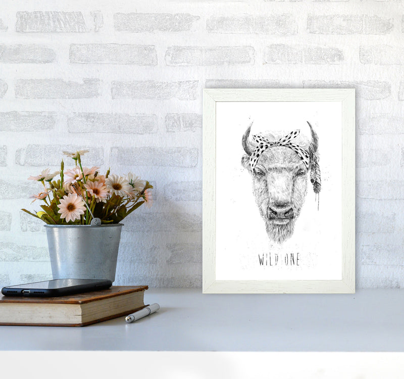 Wild One Buffalo Animal Art Print by Balaz Solti A4 Oak Frame