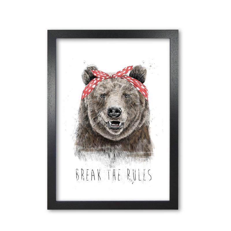 Break The Rules Grizzly Animal Art Print by Balaz Solti Black Grain