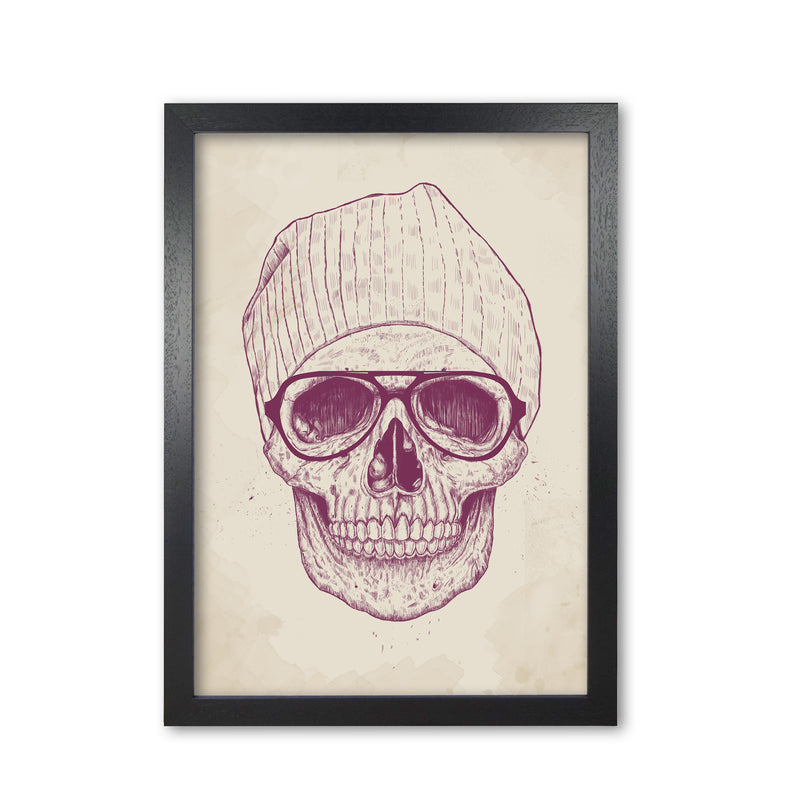 Cool Hipster Skull Gothic Art Print by Balaz Solti Black Grain