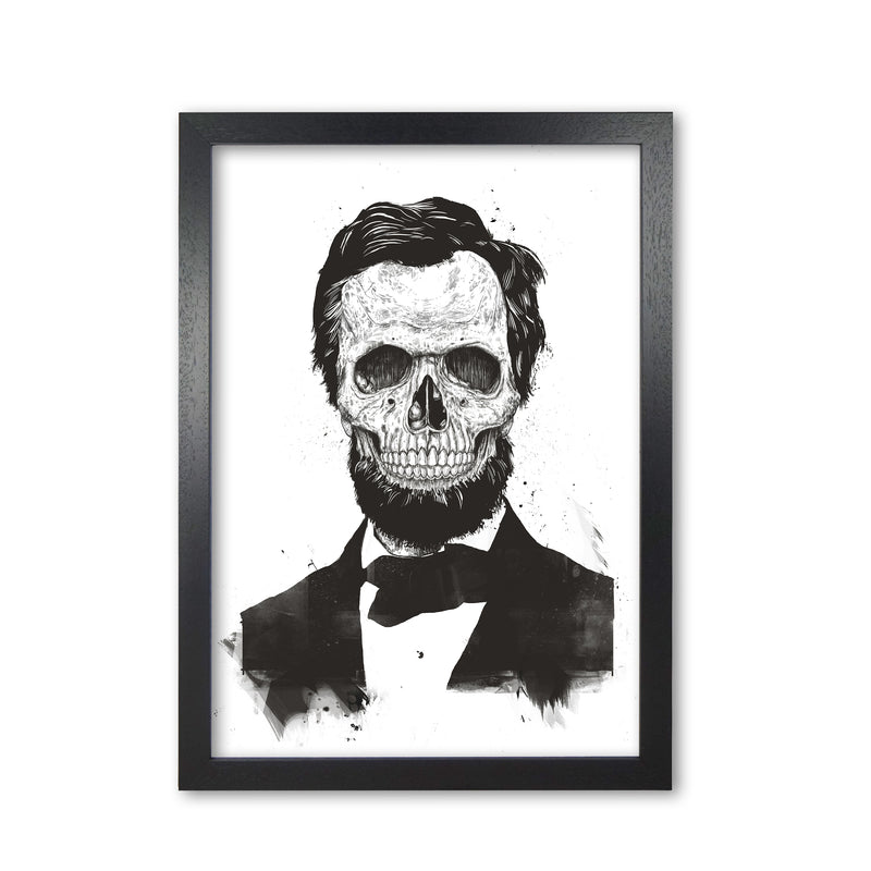 Dead Lincoln Skull B&W Modern Art Print by Balaz Solti Black Grain