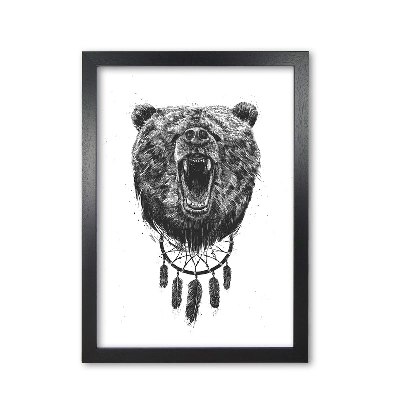 Don't Wake The Bear Animal Art Print by Balaz Solti Black Grain