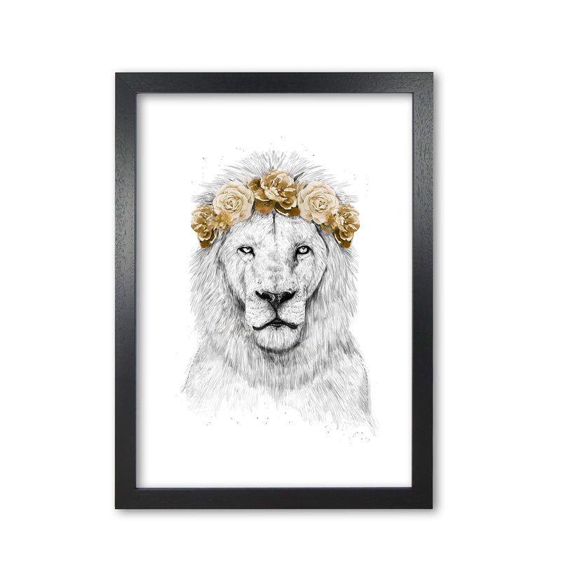 Festival Floral Lion II Animal Art Print by Balaz Solti Black Grain