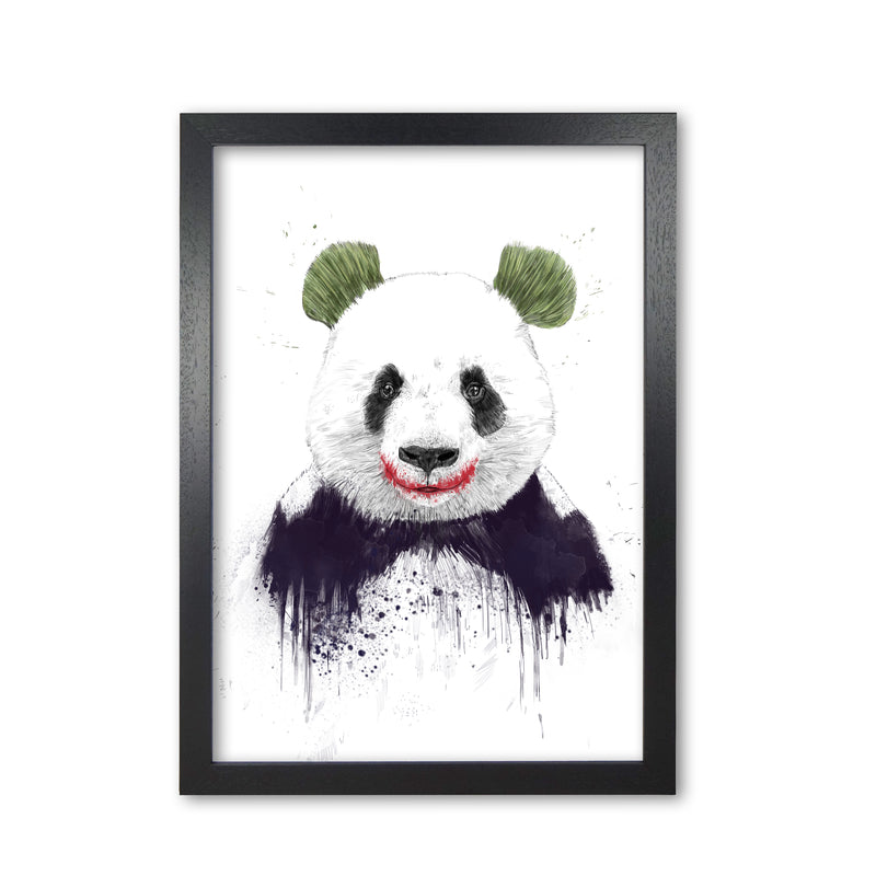 Jokerface Panda Animal Art Print by Balaz Solti Black Grain
