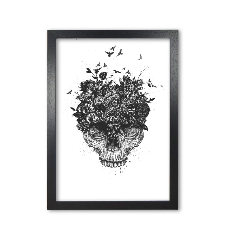 My Head Is A Jungle Skull B&W Art Print by Balaz Solti Black Grain