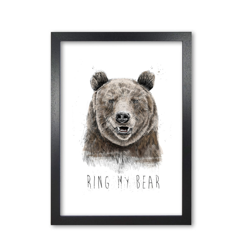 Ring My Bear Animal Art Print by Balaz Solti Black Grain