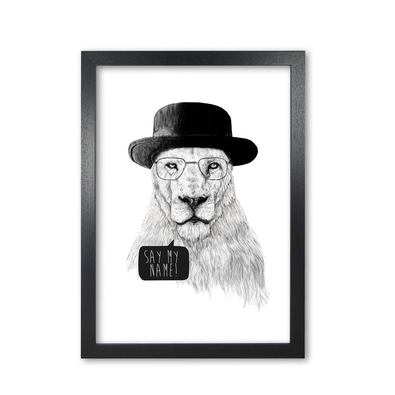 Say My name Lion Animal Art Print by Balaz Solti Black Grain
