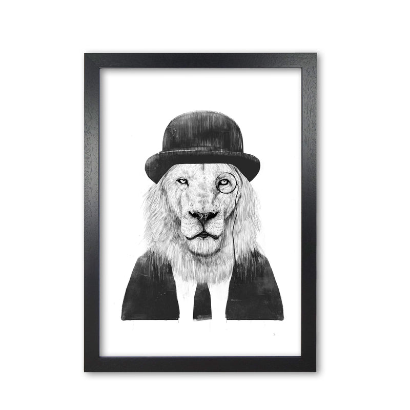 Sir Lion Animal Art Print by Balaz Solti Black Grain