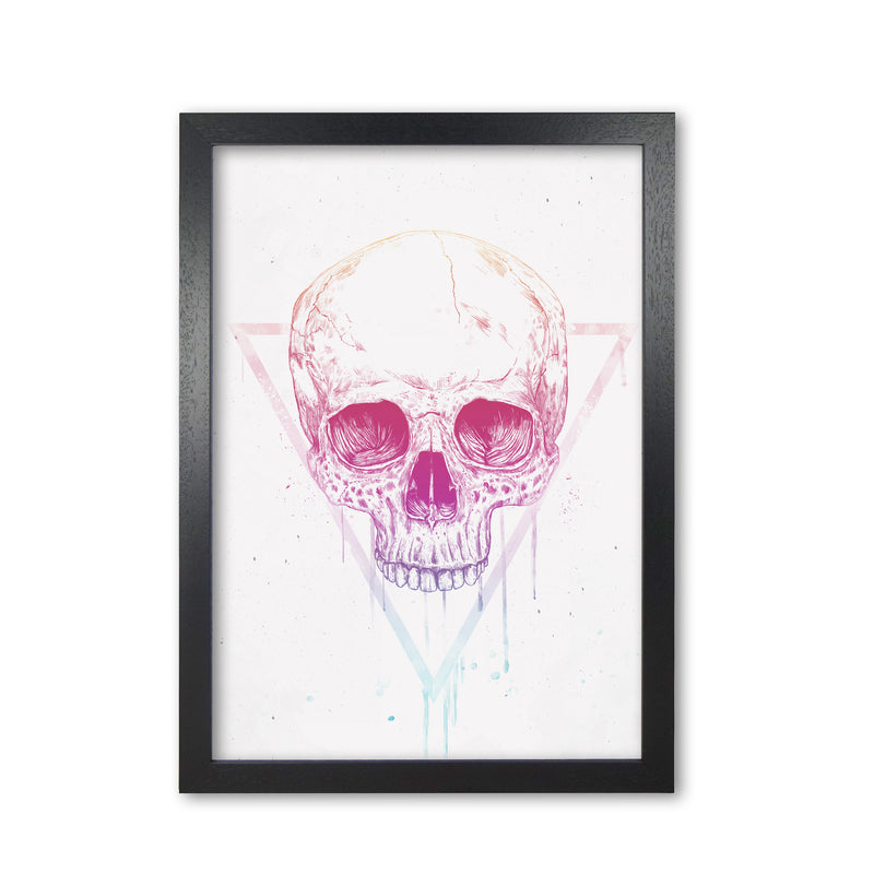 Skull In Triangle Art Print by Balaz Solti Black Grain