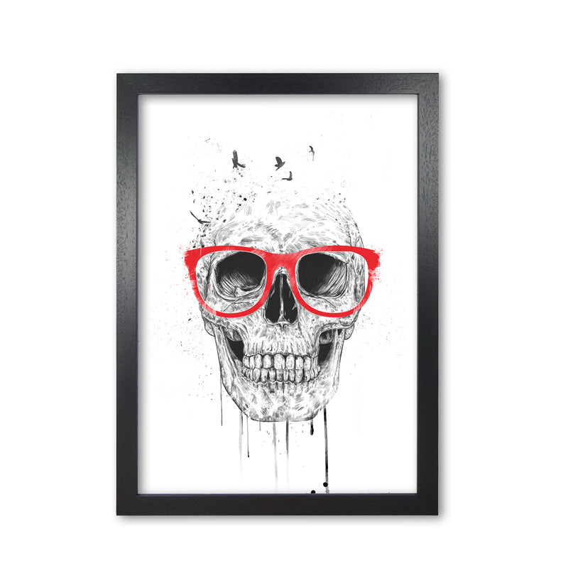 Skull With Red Glasses Art Print by Balaz Solti Black Grain
