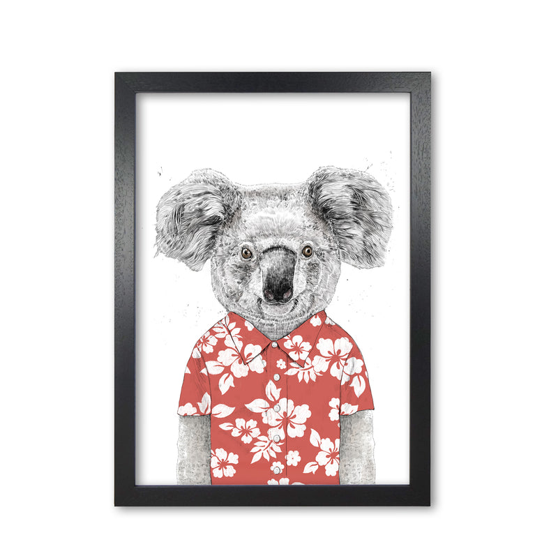 Summer Koala Red Animal Art Print by Balaz Solti Black Grain