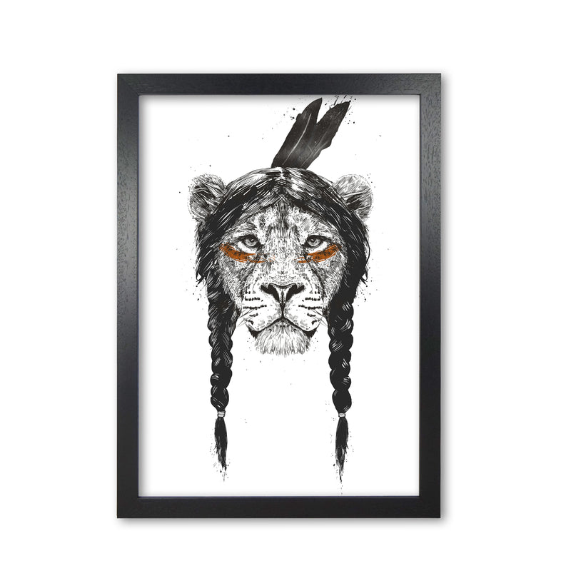Warrior Lion Animal Art Print by Balaz Solti Black Grain