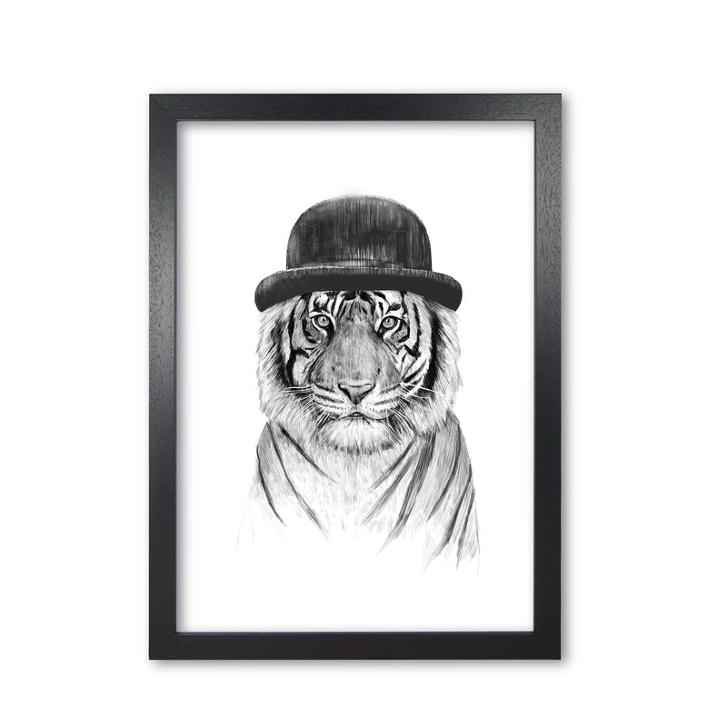Welcome To The Jungle Tiger Animal Art Print by Balaz Solti Black Grain