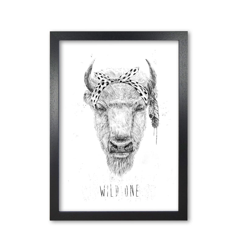 Wild One Buffalo Animal Art Print by Balaz Solti Black Grain