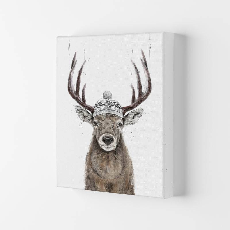 Lets Go Outside Reindeer Animal Art Print by Balaz Solti Canvas