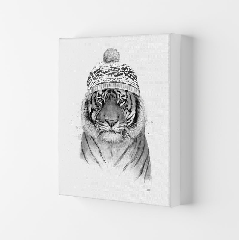 Siberian Tiger B&W Animal Art Print by Balaz Solti Canvas