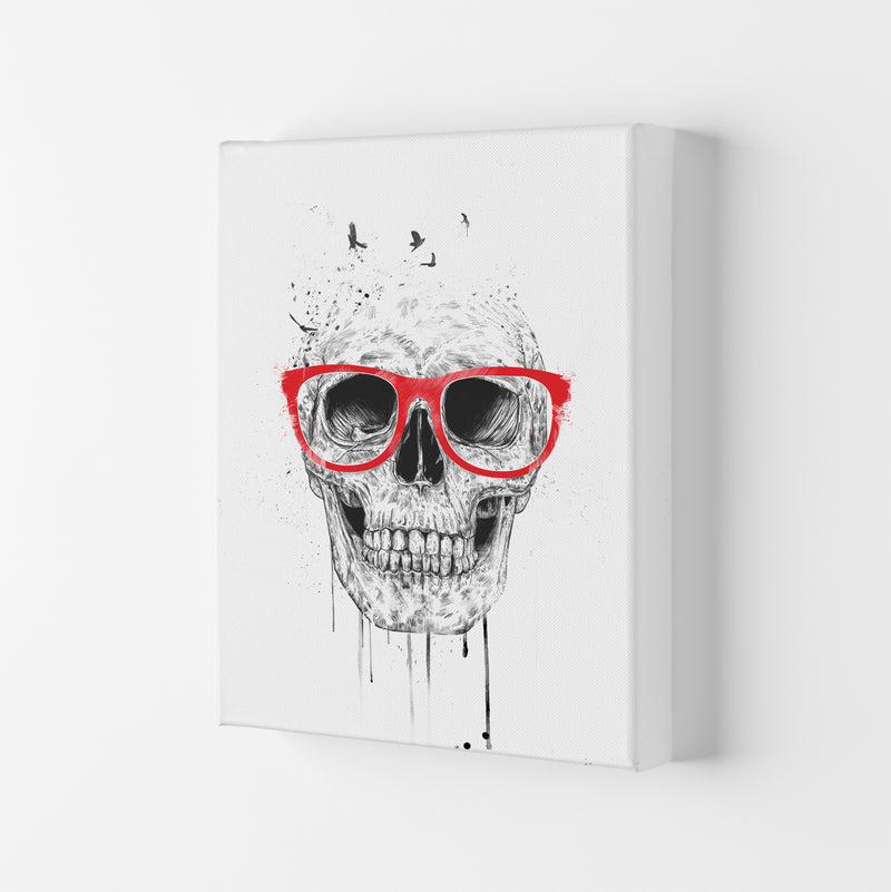 Skull With Red Glasses Art Print by Balaz Solti Canvas