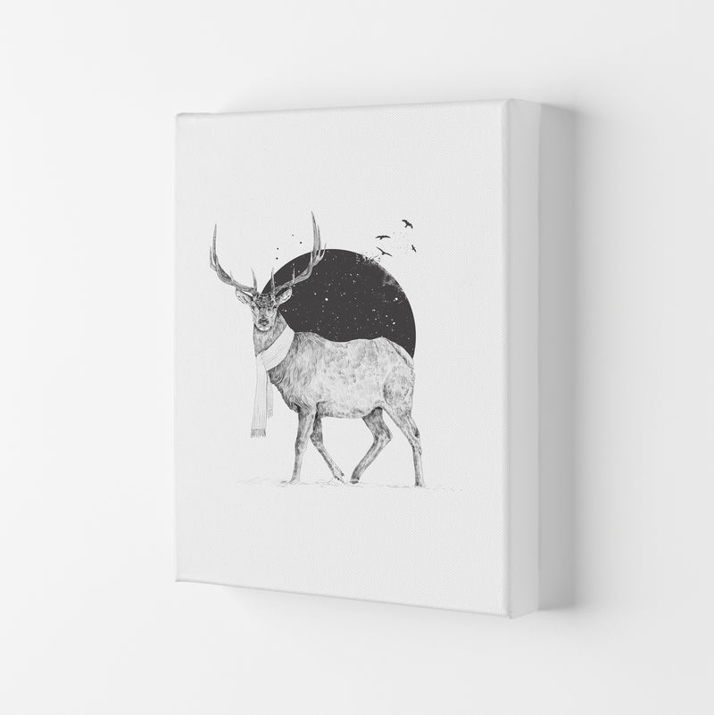 Winter Is All Around Stag Animal Art Print by Balaz Solti Canvas