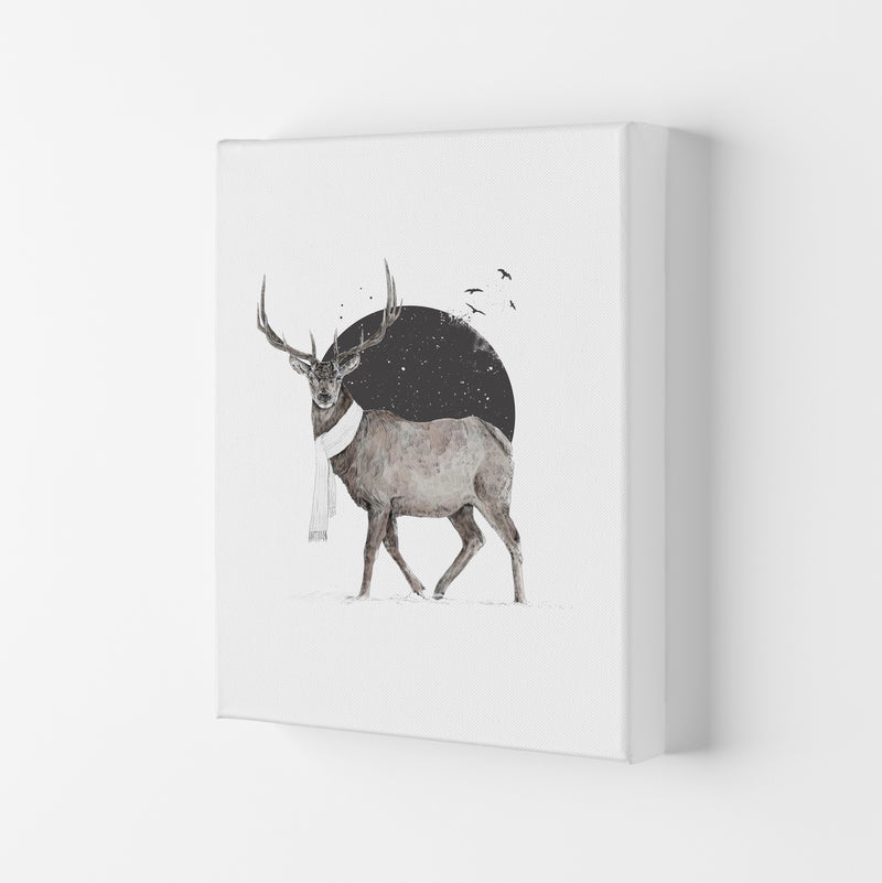 Winter Is All Around Stag Colour Animal Art Print by Balaz Solti Canvas