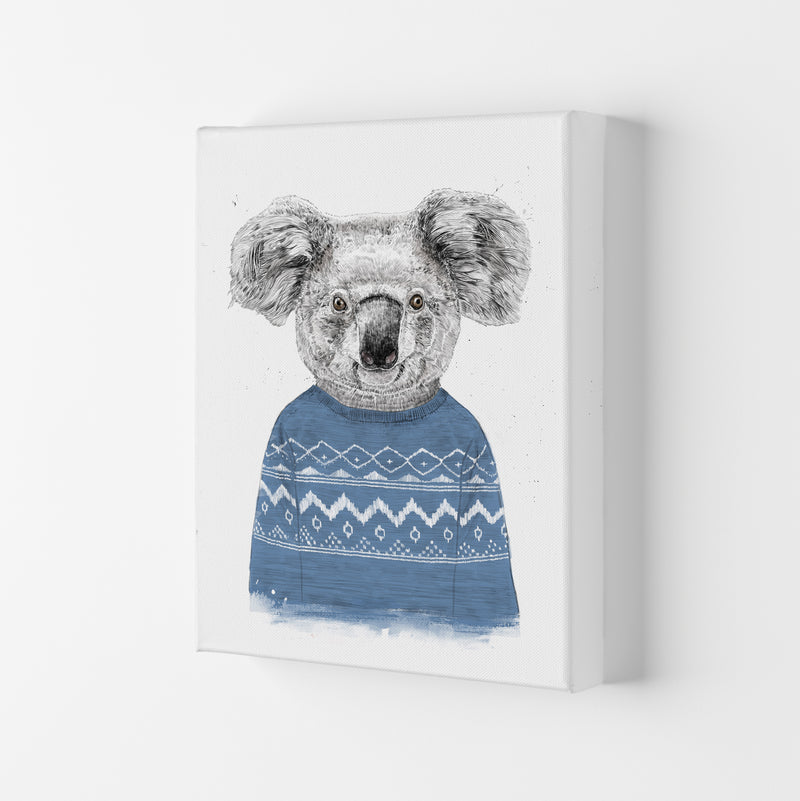 Winter Koala Blue Animal Art Print by Balaz Solti Canvas
