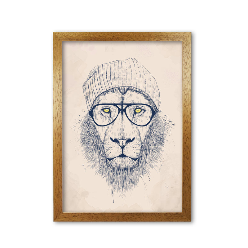 Cool Hipster Lion Animal Art Print by Balaz Solti Oak Grain