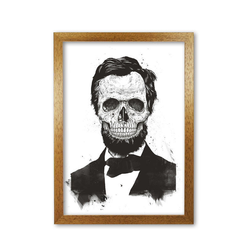 Dead Lincoln Skull B&W Modern Art Print by Balaz Solti Oak Grain